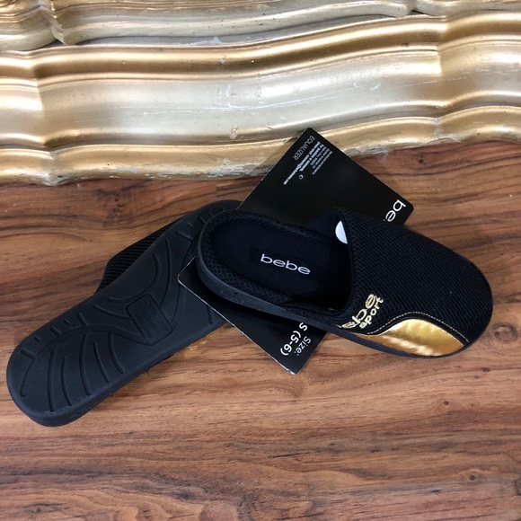 Bebe New Black w/Gold Metallic Mesh Slippers - Picture 4 of 4